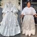 Women's Clothing French Retro Court Style Dress Beaded Lapel Lantern Sleeves Three Dimensional Floral Mesh Long Autumn_ecoleips.com