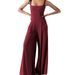 Women's High-Waisted Wide-Leg Jumpsuit - Solid Color Casual & Office Romper With Pockets_ecoleips.com