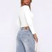 Voya Women's Sexy Pure Desire Style T-shirt, Spring And Summer Slim-fit Solid Color Short Crop Long-sleeved Top_ecoleips.com