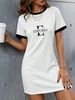 Summer Women's Color Blocked T-Shirt Dress Short Sleeved Round Neck 012 Print_ecoleips.com