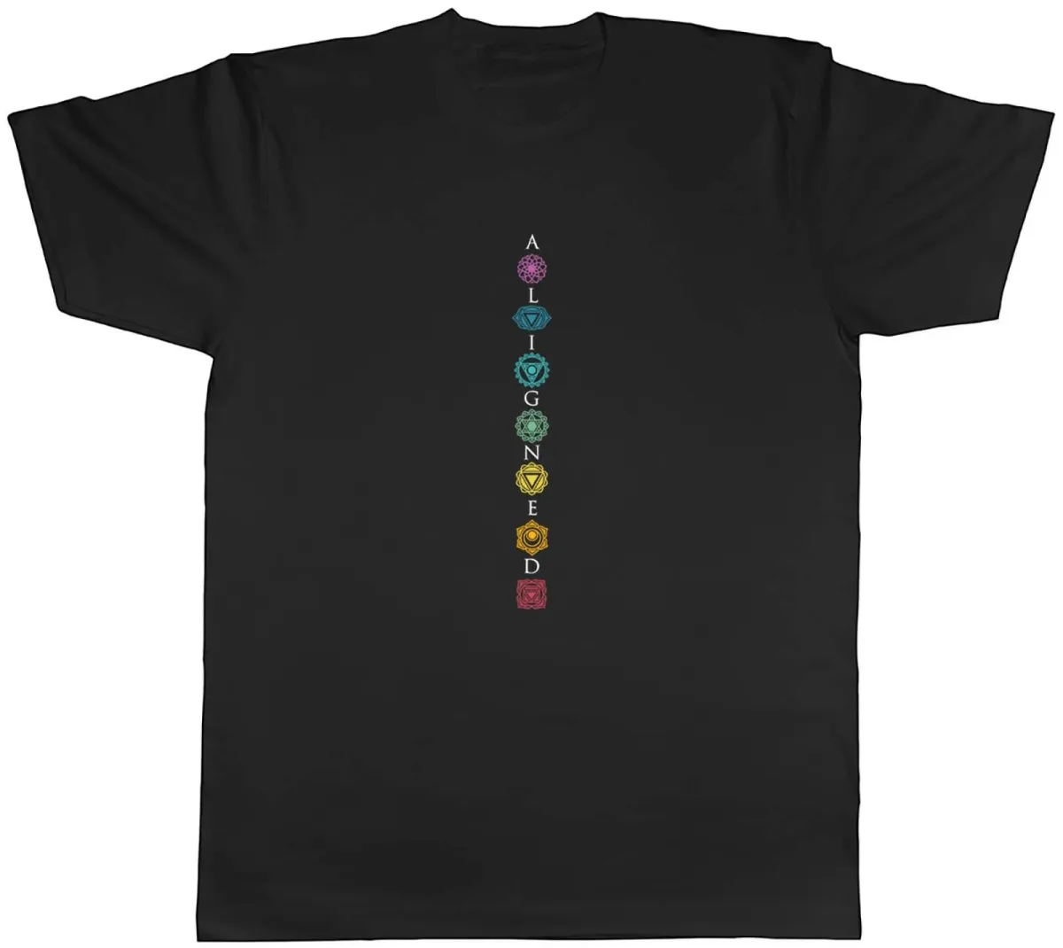 Women's T-Shirts Aligned Chakra Symbol Yoga Meditation Mens Unisex T-Shirt Tee Gift_ecoleips.com