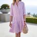 Women's Autumn Long-Sleeved Women's Striped Shirt Style Dress_ecoleips.com