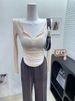 JU Women's Slim Fit Long Sleeve T-Shirt Comfortable Soft Half Open Neckline Thin Slightly Sheer Waist Cinching Sun Protective for Summer_ecoleips.com