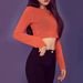 Women's Loose Long Sleeve Jazz Dance Top Orange Red Lightweight Slightly Sheer Short Chic Sunscreen T-Shirt_ecoleips.com