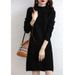 Aria Basics Aria Basics Women's Mid-length, Semi-high Collar, Thick Knitted Cashmere Sweater Dress, Elegant Slim-fitting, European And American_ecoleips.com