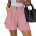 Women's Clothing Summer New High Waist Fashion Casual Shorts Solid Color Comfortable With Pockets_ecoleips.com