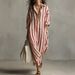 New Women's Striped Long Dress 2026 Loose Fit Summer Casual Style Relaxed Vacation Fashion Clothing for Ladies_ecoleips.com