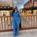 Women's Clothing Denim Suits Long Sleeved Lapel Pocket Tops Lace Up Straight Trousers Two Piece Suits_ecoleips.com
