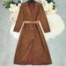 Women's Oversized Long Coat With Lapel Collar - Soft Air Suede Fabric, Loose Fit Long Sleeve Trench Coat For Autumn Winter (Khaki, S-4XL)_ecoleips.com