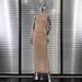 Women's Clothing Sexy Nude Mesh Sleeveless Bodycon Dress With Sparkling Rhinestones Fashion Party Performance Women's Dress_ecoleips.com