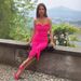 Verve 2025 Summer Women's Strapless Sleeveless Backless Rose Red Split Long Dress_ecoleips.com