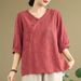New Chinese Style Mom Cotton Linen Short-Sleeve T-Shirt, Women's Summer Half-Sleeve Mid-Sleeve Traditional Chinese Style_ecoleips.com