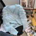 Women's Luxe Faux Fur Cardigan – Soft Acrylic-Nylon Blend V-Neck Open Front Sweater With Flowy Fringe, Oversized Fit For Fall/Winter_ecoleips.com