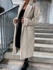 Women's Clothing Oversized PU Leather Trench Coat – Thickened Long Sleeve Windbreaker With Belt, Loose Fit Casual Jacket For Autumn & Winter_ecoleips.com