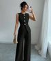 Women's Sleeveless Vest & Wide-Leg Pants Set – 100% Polyester Office Wear (Black, S-XL) | Breathable & Professional Two-Piece Outfit_ecoleips.com