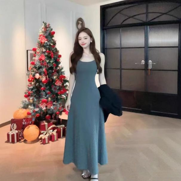 Women's Sexy French Style Long Suspender Dress Alluring Trendy Summer Beach Vacation Wear_ecoleips.com