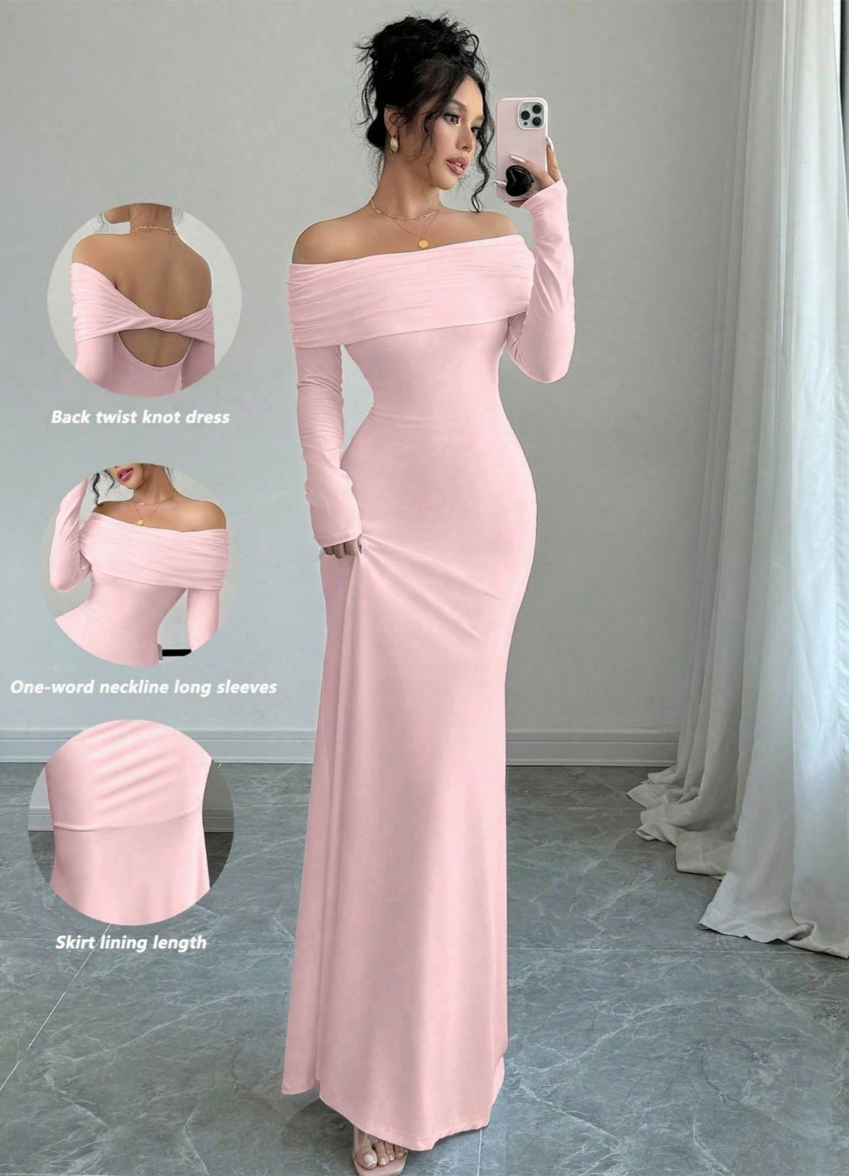 Women's Clothing One Shoulder Pleated Tight Fitting Fashionable And Elegant Hip Wrapped Long Evening Dress_ecoleips.com