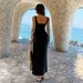 Women's Clothing Elegant Low Cut Solid Color Slim Fitting Square Neckline Dress For Women Spring Summer_ecoleips.com