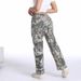 Women's Low-Rise Flared Jeans - Printed Botanical Design & Stretch Denim (S-2XL, Trendy Wide-Leg For Casual Chic)_ecoleips.com
