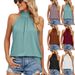 2026 European And American Cross-border Foreign Trade Summer New Solid Color Halter Neck Tie Knitted Tank Top_ecoleips.com
