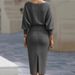 Fashionable Pleated Bat-Sleeved Mid-Length Dress_ecoleips.com
