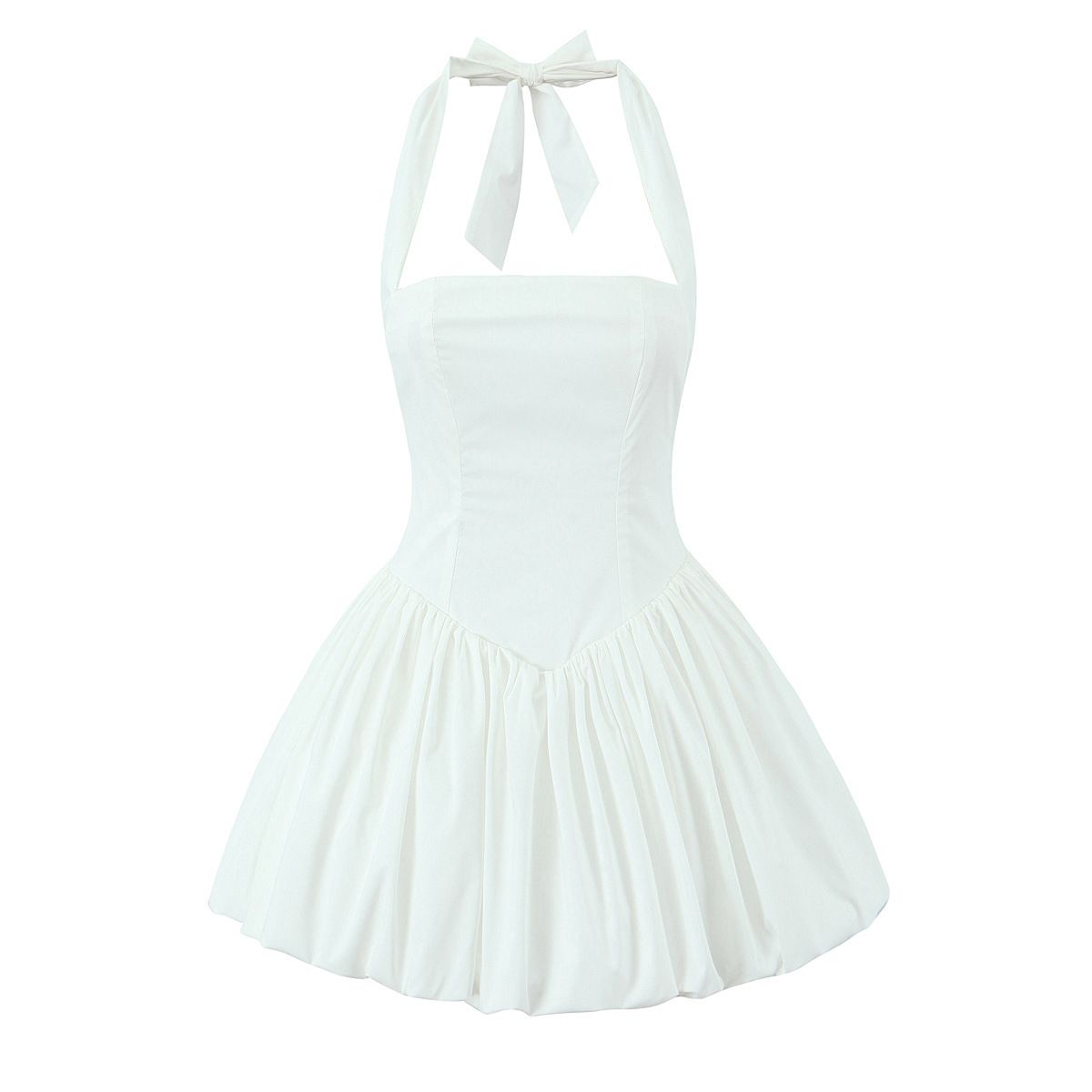 Women's Clothing Summer New Hot Girl Style Sexy Waist Slimming Bow Tie Halter Neck Dress_ecoleips.com
