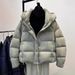 "Women's Puffer Jacket With Hood - 90% White Duck Down Coat, Oversized Short Winter Jacket For Commuting & Streetwear_ecoleips.com