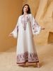 Elegant V-Neck Embroidered Abaya Dress With Fringe Detail – Flowy Muslim Long Dress For Women (Pink, S-XXL)_ecoleips.com