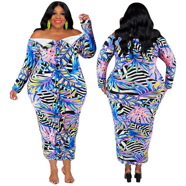 Women's Clothing Plus Size Women's Off-Shoulder Long Dress Design Button Down Long Sleeved Fitted Style For Formal & Casual For Women_ecoleips.com