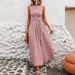 Women's Sleeveless Tie-Waist Dress - Breathable Cotton Blend Shift Dress In 8 Colors (Navy, Black, Sage Green, More)_ecoleips.com