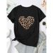 Cross-border Clothing White Leopard Print Heart Pattern Plus Size Women's T-shirt For Summer_ecoleips.com