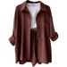 Women's Clothing Two Piece Set Wrinkled Lapel Long Sleeve Shirt High Waist Drawstring Shorts Plus Size Fashion Casual Suit_ecoleips.com