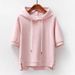 Korean Style Loose Fit Solid Color Women's Short Sweatshirt 2024 New Summer Half Split Five-Quarter Sleeve Hooded_ecoleips.com