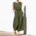 Women's Clothing Summer Solid Color High Waist Sleeveless Slim Trousers_ecoleips.com