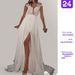 Sexy Lace Slit Evening Dresses for Women European And American Style Wedding Dresses Cross Border Wholesale 2026 New Collection_ecoleips.com