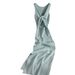 Women's Clothing Hollow Sexy Slim Hip Hugging Skirt Slit Knitted Long Skirt Summer Solid Color Sleeveless Dress_ecoleips.com
