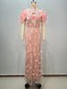 Women's Clothing New Pink Fashion Design Halter Neck Hollow Ruffled One Shoulder Feather Sequins Beaded Diamond Evening Dress_ecoleips.com