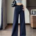 Denim Dark Blue Wide-Leg Jeans For Women, Autumn And Winter New Style, Draped Slim Fit, Versatile Retro High-Waisted_ecoleips.com