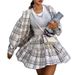 Autumn And Winter Long Sleeve Plaid Shirt High Waist Skirt Two-Piece Casual Fashion Commuter_ecoleips.com