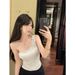 Purely Alluring Hot Girl Style, Unique And Sexy One-shoulder Design, New Summer Fashion Diamond-embellished Camisole_ecoleips.com