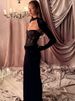 JULISSA MO Patchwork Sexy Strapless Hollow Out Lace Women Maxi Dress Long Sleeve Backless Dress Winter Slim Elegant 2 Piece Sets_ecoleips.com