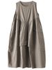 Khaki Vintage Patchwork Sleeveless Summer New Dresses For Woman Korean Fashion Loose Casual Long Dress Elegant Clothing 2026_ecoleips.com