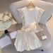 Women's Clothing Summer With A Complete Set Of Fashionable And Age Reducing Lotus Leaf Sleeves White Ice Silk Top Shorts Suit For Women_ecoleips.com