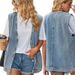 Plus Size Women's Clothing Loose Fit Denim Vest Summer Sleeveless Jacket With Large Pockets_ecoleips.com