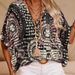 Casual Shirt Print Resort-Style Bat Sleeve Top_ecoleips.com