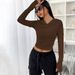Voya Hot Selling Women's Clothing Street Trend V-neck Hoodie Autumn And Winter Slim Fit Base Hooded Top For Women_ecoleips.com