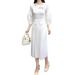 Plus Size Women's Slim Fit Casual Dress European And American Style Fashionable Solid Color Pleated_ecoleips.com