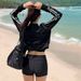 Women's Korean Style Three Piece Swimsuit Sun Protective Long Sleeved Cardigan Conservative High Waisted Briefs Sports Swimwear_ecoleips.com