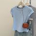 Korean Cotton Short Sleeve T-Shirt for Women Regular Fit Crewneck Solid Color Cropped Top Versatile Basic Tee for Daily Wear_ecoleips.com