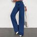 Vintage High-Waisted Straight Leg Jeans For Women – Classic Blue Denim Pants (XS-XXL, No Belt Needed)_ecoleips.com